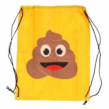 Goedkope gymtas geel smiley drol/chocoijs rugzak