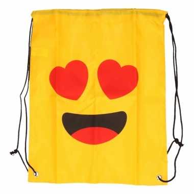 Goedkope gymtas geel smiley hartjes ogen rugzak