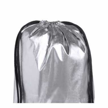 Goedkope sporttasje metallic zilver rugzak