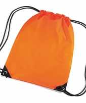 Goedkope 10x stuks oranje sportdag gymtasjes zwembad tasjes 45 x 34 cm rugzak