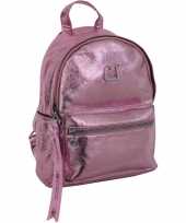 Goedkope glitter leren backpack rugzak roze 25 x 30 cm marshmallow voor dames meisjes