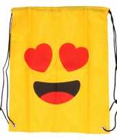 Goedkope gymtas geel smiley hartjes ogen rugzak