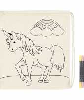 Goedkope knutselset rugtasje eenhoorn met textielstiften rugzak