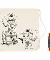 Goedkope knutselset rugtasje piraat met textielstiften rugzak