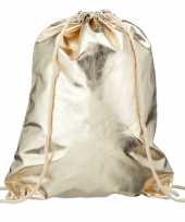 Goedkope metallic gouden sporttasje zwemtasje met rijgkoord rugzak
